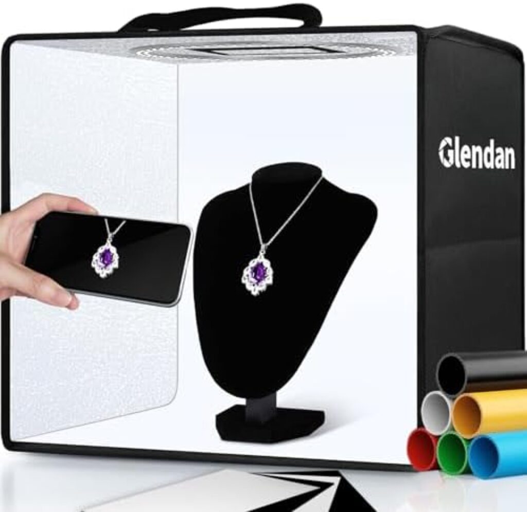 41cRvdKtEL. AC Glendan Portable Photo Studio Light Box,12"x12" Professional Dimmable Shooting Tent Kit with 112 LED Lights & 6 Backdrops for Jewelry and Small Items Product Photography Edu Expertise Hub eBay