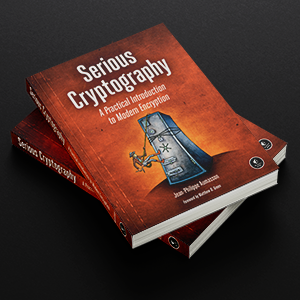Copies of Serious Cryptography on black background