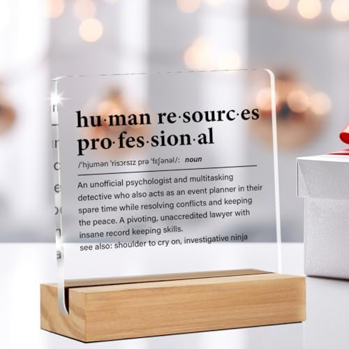 41OSL26 DuL. AC HR Gifts, Human Resources Professional Gifts for Women Men, Human Resources Professional Definition Clear Acrylic Desk Decorative Sign for Home Office, 4 x 4 Inches Edu Expertise Hub Human Resources