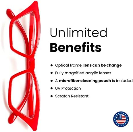 41blZusts2L. AC Red Funky Cat Eye Reading Glasses for Women to Look Stylish, Fashionable with High Vision - Comfortable for All Face Shape Womens Reading Glasses - Solid & Sturdy Readers - Reading Glasses 1.25 Edu Expertise Hub Tablets & E-Readers