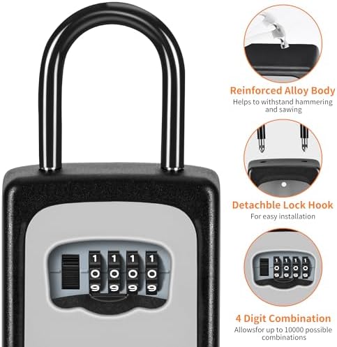 41cUZY7GS1L. AC Portable Key Lock Box, Upgrade Clearly Visible Numbers, Lock Box Wall Mounted for House Key, 5 Key Capacity, Weatherproof Resettable Code (1 Pack, Gray) Edu Expertise Hub Real Estate