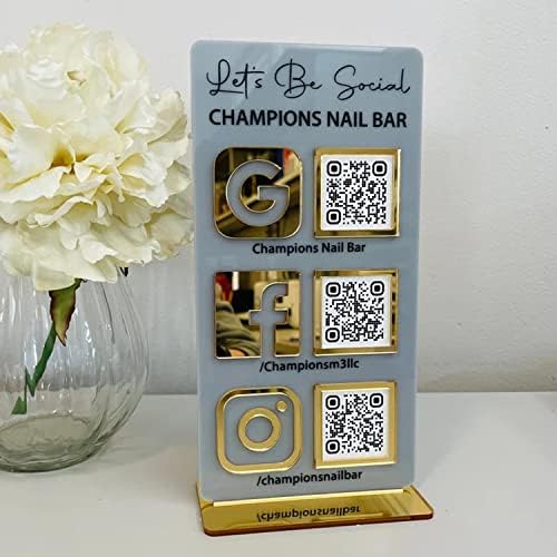 Custom 3D Multi QR Code Sign Social Media Sign Personalized Business Scan to Pay Payment Sign Venmo Instagram Facebook Cashapp Salon Beauty Hairdressers Beautician Signs (Clear) Edu Expertise Hub Social Media for Business