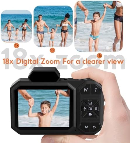 51lAboJMFUL. AC Digital Camera for Photography 48MP - 4K Vlogging Video Cameras with 2.8" Screen - Compact and Portable for Kids Teens Beginners - 18X Zoom Point & Shoot Camara - Include 32G Sd Card - Black Edu Expertise Hub Digital Audio Video & Photography