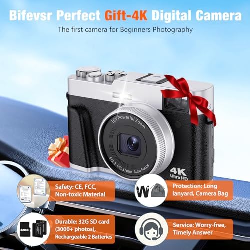 51wMzWu7ZnL. AC 4K Digital Camera with SD Card, 48MP Vlogging Camera with Viewfinder Flash Dial, Camera for Photography and Video Autofocus, Portable Travel Camera, 16X Zoom Anti-Shake Small Digital Camera Edu Expertise Hub Digital Audio Video & Photography