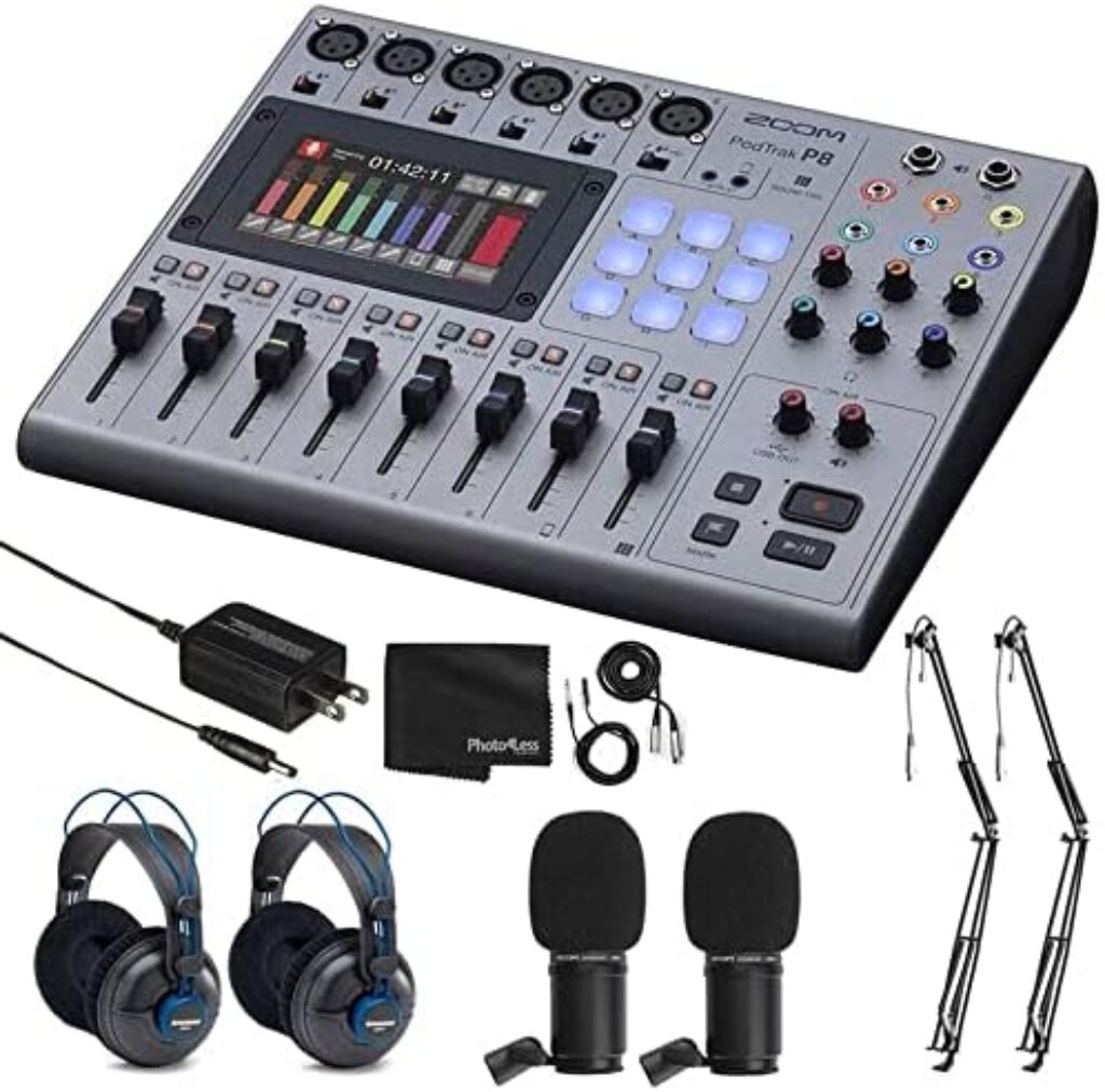 1715577538 51fXIKKC8oL. AC Zoom PodTrak P8 Multitrack Podcast Recorder + 2X Zoom ZDM-1 Dynamic Microphones + 2X Samson SR970 Professional Studio Reference Headphones - 2X Broadcast Boom Arm - Complete Recording Bundle Edu Expertise Hub Podcasts & Webcasts