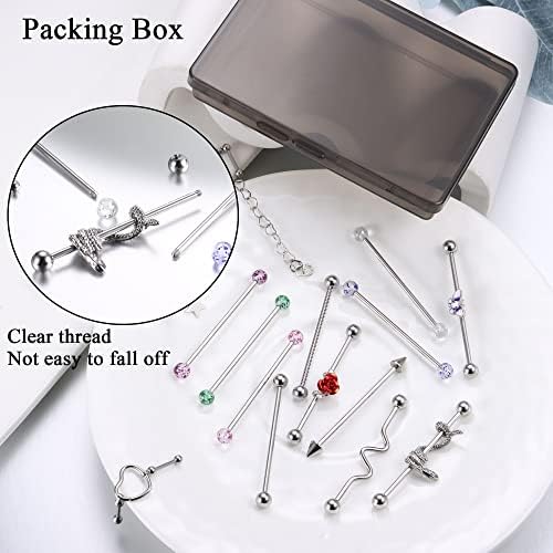 41QX8PVs9pL. AC ZELORES 14G Industrial Piercing Jewelry Stainless Steel Industrial Earring for Women Men Snake Chain Dangle Cartilage Helix Piercing Jewelry Industrial Piercing Bar 38MM Edu Expertise Hub Industries