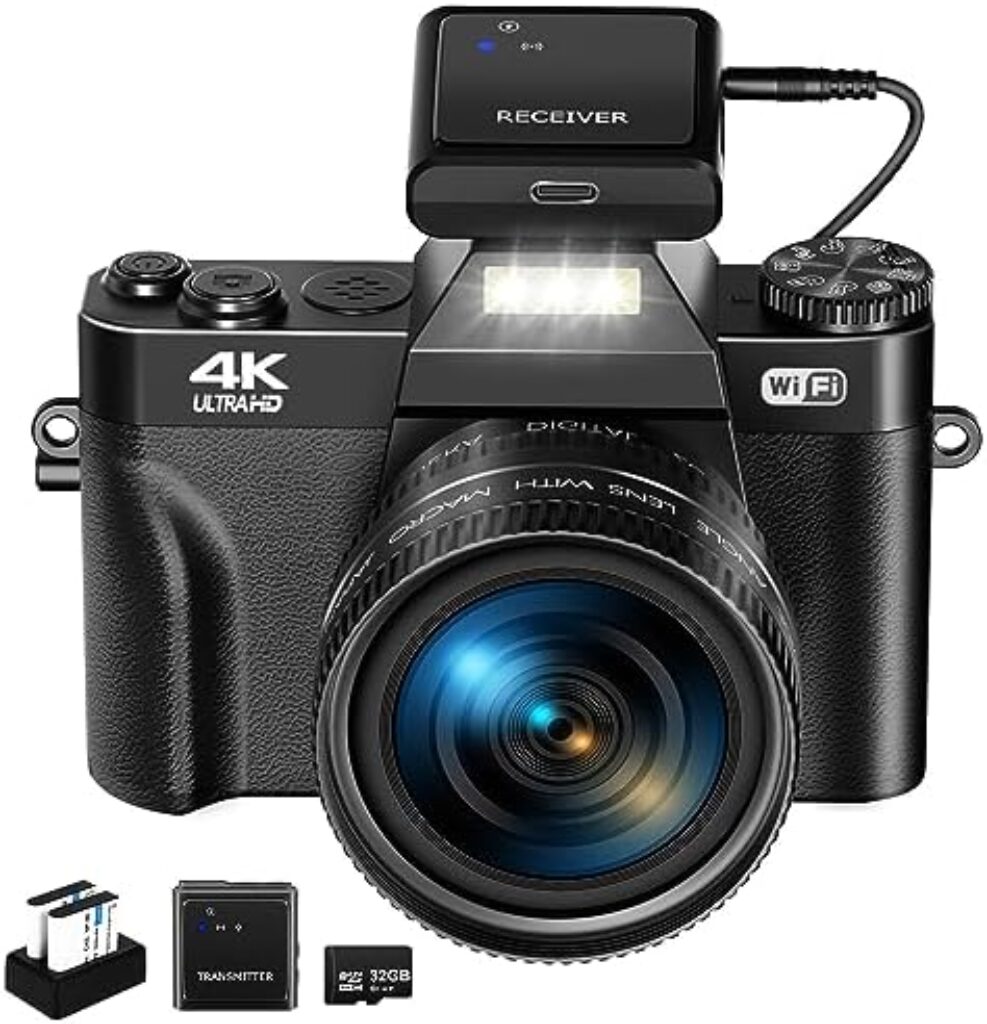 51CKB8oqLL. AC Digital Camera for Photography VJIANGER 4K 48MP Vlogging Camera for YouTube with WiFi, 180 Degree Flip Screen, 16X Digital Zoom, 52mm Wide Angle & Macro Lens, 2 Batteries, 32GB TF Card(W02 Black6) Edu Expertise Hub Digital Audio Video & Photography