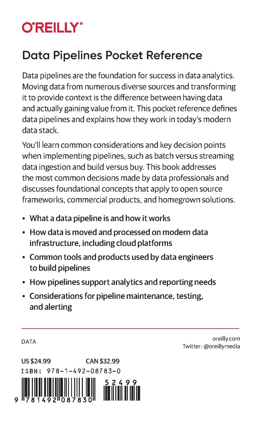 715sDVPdAsL. SL1360 Data Pipelines Pocket Reference: Moving and Processing Data for Analytics Edu Expertise Hub Processes & Infrastructure