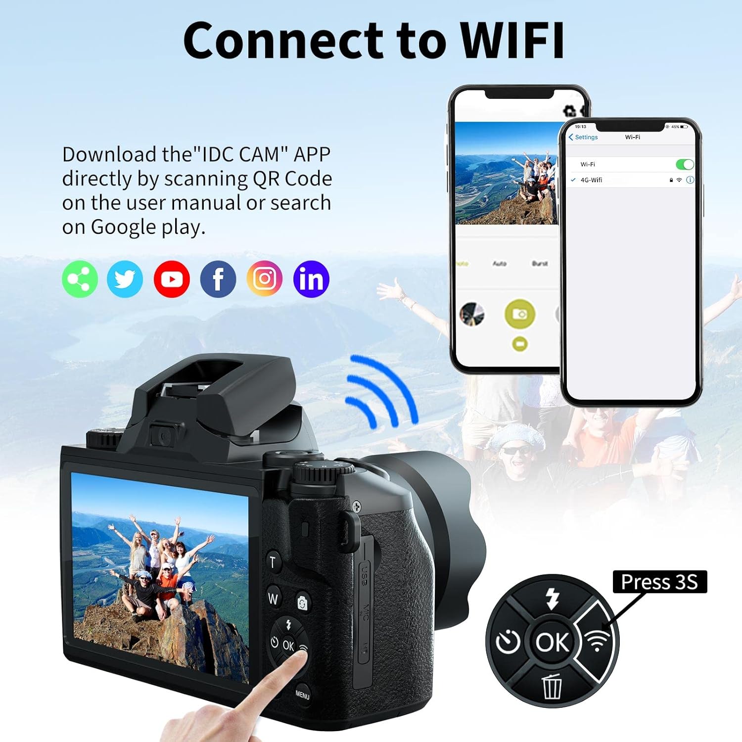 71KQcMPfM2L. AC SL1500 Digital Camera VJIANGER 4K Vlogging Camera 64MP Mirrorless Cameras for Photography with WiFi, 52mm Fixed Lens, 4.0" Fixed Touch Screen, 32GB SD Card & Camera Bag(W05-BlackS1) Edu Expertise Hub Digital Audio Video & Photography