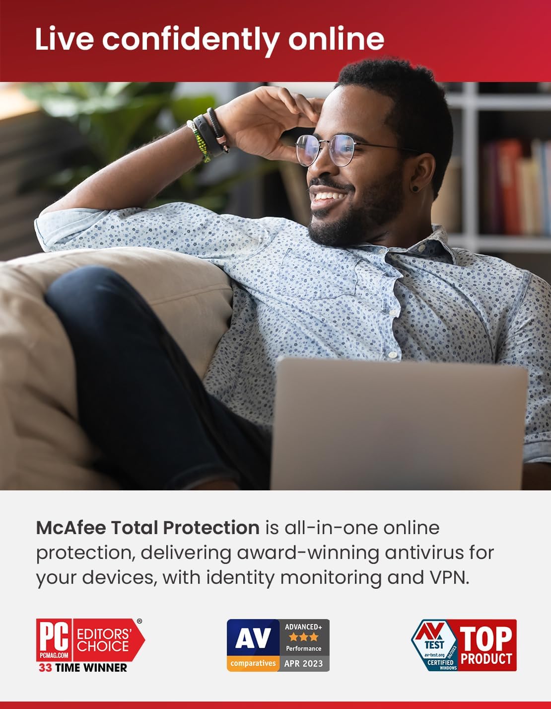 71LlK5vASgL. AC SL1427 McAfee Total Protection 2024 | 5 Devices | 15 Month Subscription | Cybersecurity software includes Antivirus, Secure VPN, Password Manager, Dark Web Monitoring | Amazon Exclusive | Download Edu Expertise Hub Software