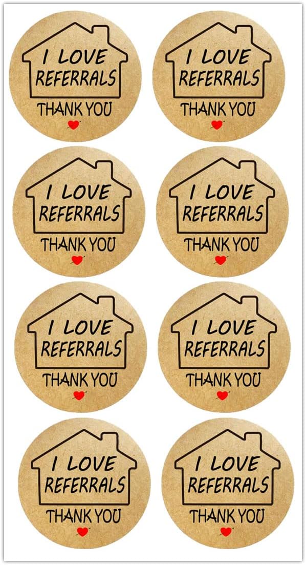 61oIP1WsyXL. AC SL1200 Kraft I Love Referrals Stickers,1.5inch House Shaped Natural Brown Kraft Real Estate Stickers for Small Business Estate Agents and Sales Supplies (504 Round Adhesive Labels) Edu Expertise Hub Real Estate