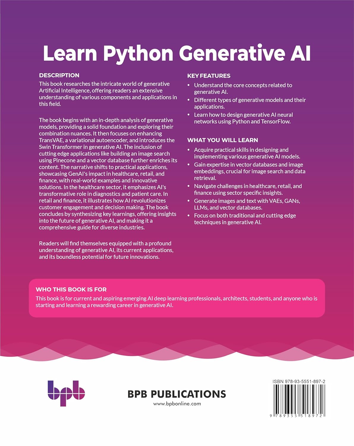 81ky6mmDp+L. SL1500 Learn Python Generative AI: Journey from autoencoders to transformers to large language models (English Edition) Edu Expertise Hub Generative AI