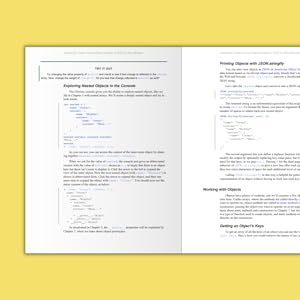 Spread of JavaScript Crash Course on yellow background