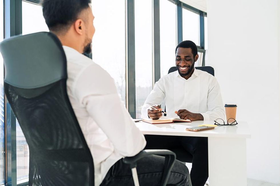 Man tries to be interesting during a job interview