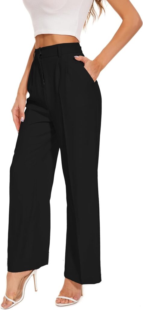 1728641388 61ahH GMxpL. AC SL1500 FUNYYZO Women's Wide Leg Pants High Elastic Waisted in The Back Business Work Trousers Long Straight Suit Pants Edu Expertise Hub Women & Business