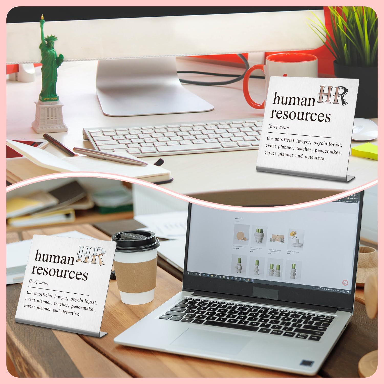 CINRLLA HR Gifts Funny Office Desk Decor Gifts for Women Men Coworker, Human Resources Definition Home Office Desk Shelf Decorative Sign, DSC11 Edu Expertise Hub Human Resources