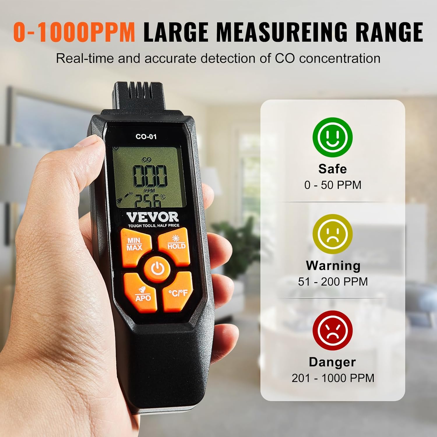 71P3 LCMAPL. SL1500 VEVOR Carbon Monoxide Detectors, 0-1000PPM CO Detector with Audible & Visual Alarm, Portable CO Gas Meter Tester with Temperature Sensor, LCD Backlit Screen for Home/Industrial (3 x Battery Include) Edu Expertise Hub Industries