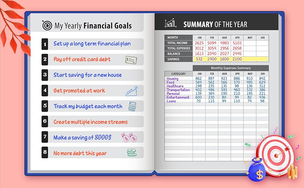 Bill payment tracker and budget planner with calendar undated income & expense log book debt payoff