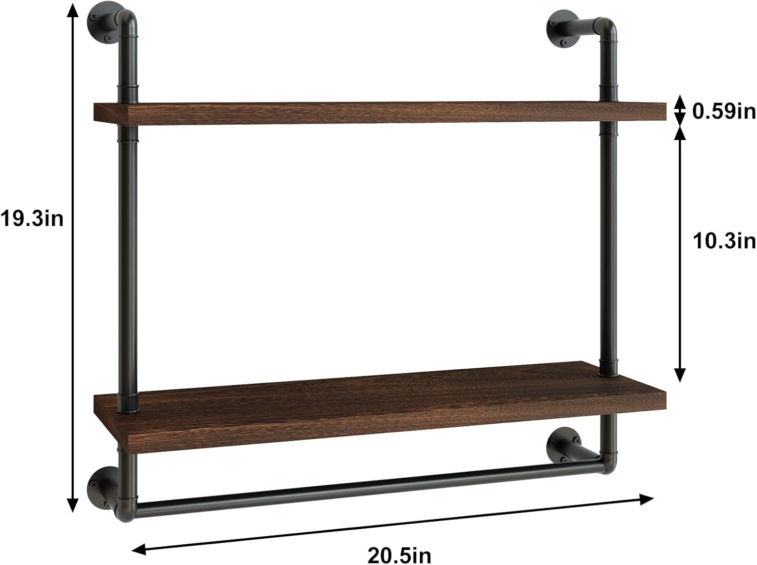 61B0TgEAqpL. AC SL1500 Fixwal 2 Tier Over The Toilet Storage, 24in Bathroom Shelves Wall Mounted, Rustic Wood Industrial Pipe Shelf, Floating Shelf for Bathroom, Living Room, Kitchen, Bedroom (Dark Carbonized Black) Edu Expertise Hub Industries