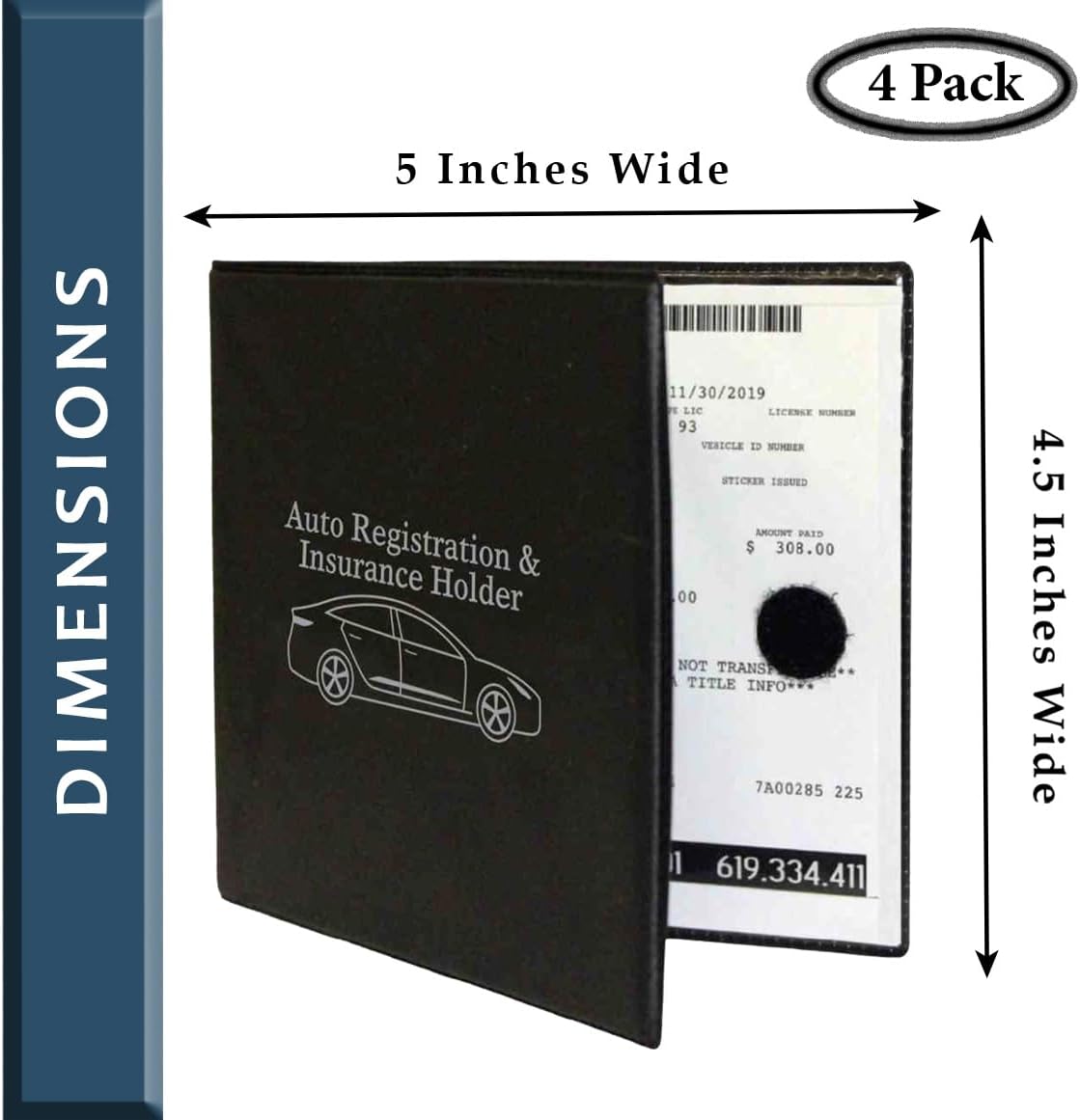 61T1vdwZu5L. AC SL1161 W4W, Auto Registration Insurance & ID Card Holder - 4 PACK - Perfect for any Car, Truck, Motorcycle, Trailer or Boat - Strong Velcro Closure, Men & Women Edu Expertise Hub Insurance