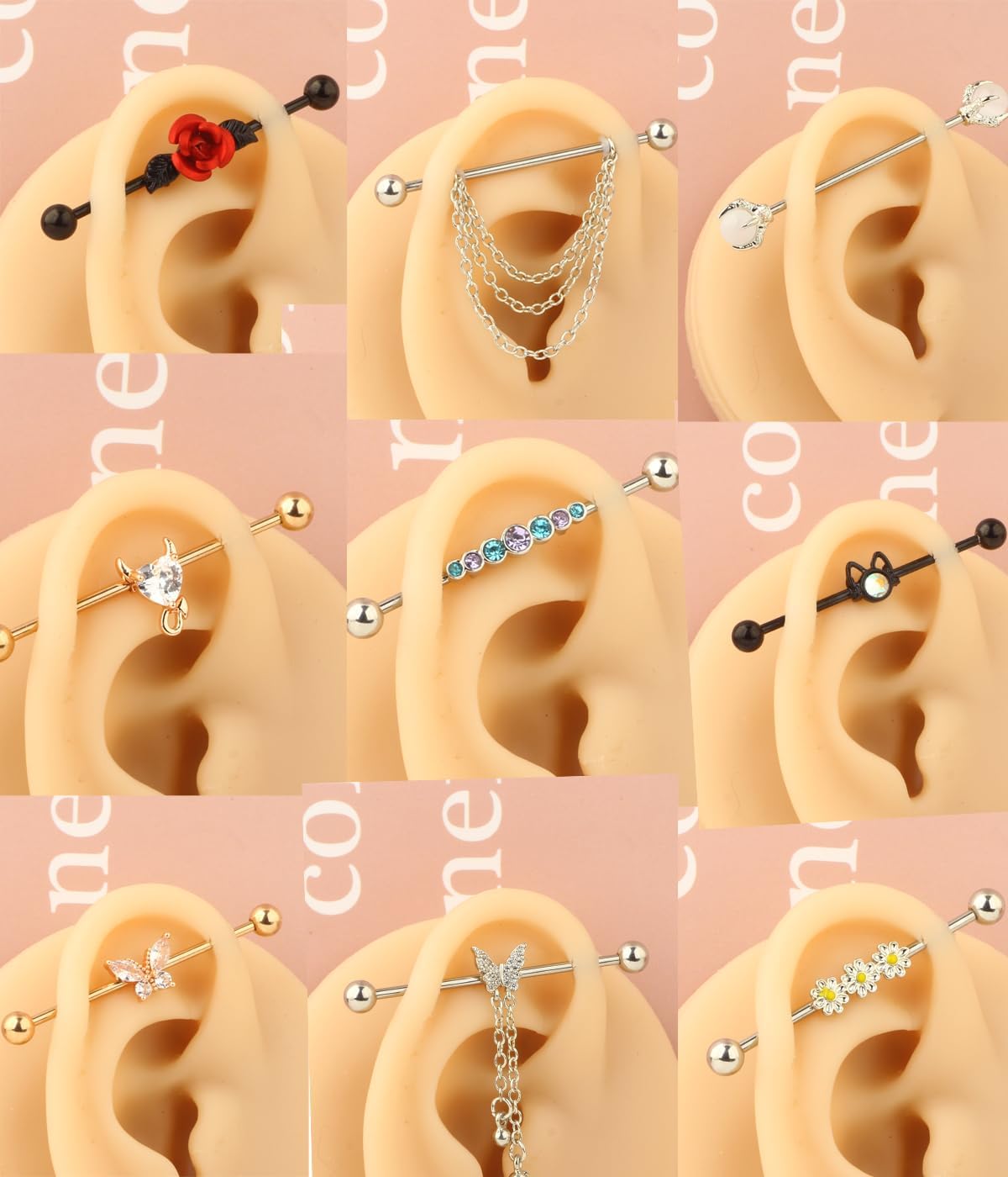 61ep eQJIrL. AC SL1400 TIANCI FBYJS 9-16pcs 14G Industrial Piercing Stainless Steel Industrial Earrings Barbell with Chain Dangle for Women Men Cartilage Stud Industrial Piercing Jewelry 1 1/2 Inch 38mm Edu Expertise Hub Industries