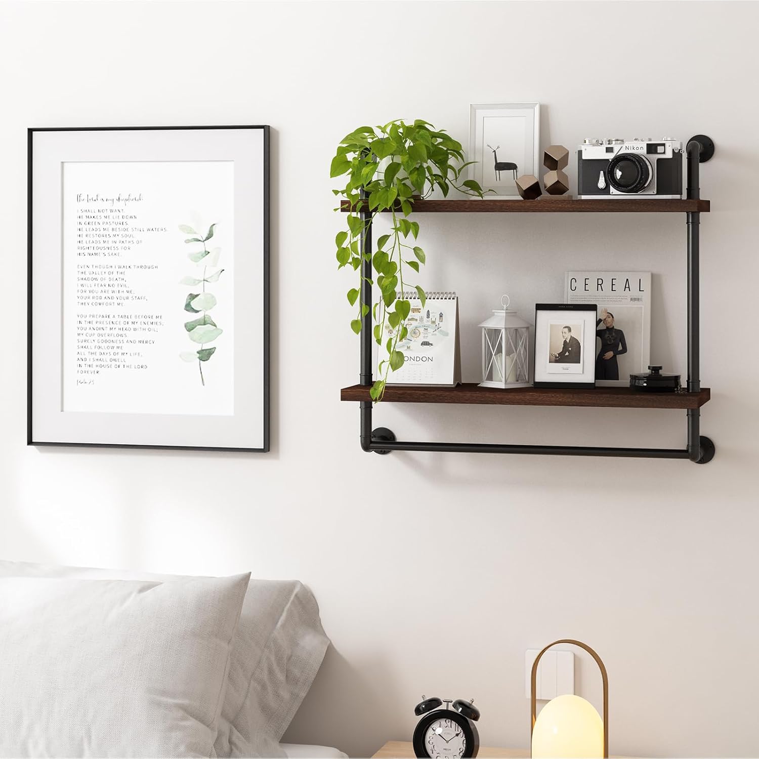 71bfrgVW3SL. AC SL1500 Fixwal 2 Tier Over The Toilet Storage, 24in Bathroom Shelves Wall Mounted, Rustic Wood Industrial Pipe Shelf, Floating Shelf for Bathroom, Living Room, Kitchen, Bedroom (Dark Carbonized Black) Edu Expertise Hub Industries