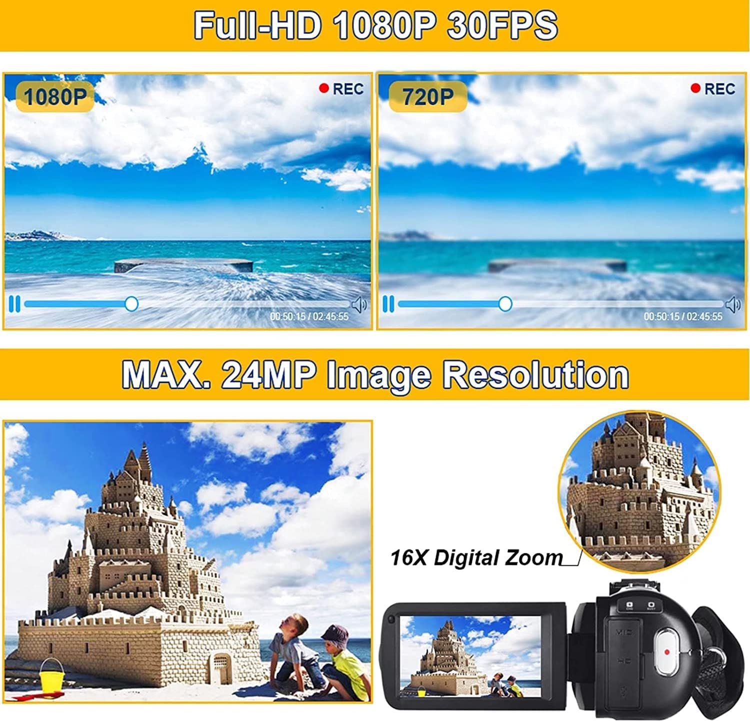 71hIsJmt5nL. AC SL1500 Video Camera Camcorder Full HD 1080P 30FPS 24.0 MP IR Night Vision Vlogging Camera Recorder 3.0 Inch IPS Screen 16X Zoom Camcorders Camera Remote Control with 2 Batteries Edu Expertise Hub Digital Audio Video & Photography