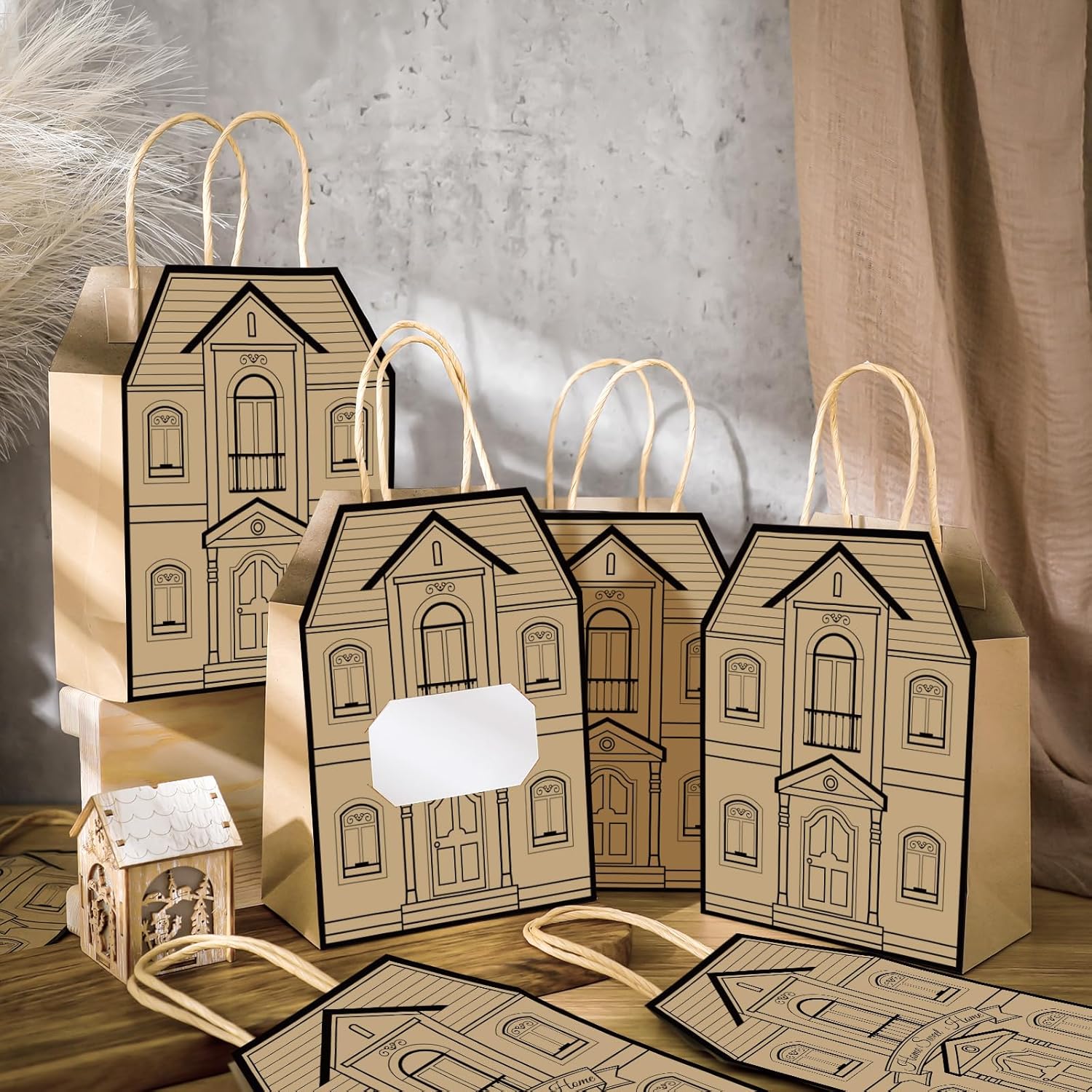 81TzTjv2LpL. AC SL1500 Colarr 50 Pcs Real Estate Agent Supplies House Shaped Gift Bag 5.25 x 3.25 x 8.25 Inch Real Estate Bag with Handles Kraft Real Estate Agent Gift Bags for Real Estate Favor Home Gift (Brown) Edu Expertise Hub Real Estate