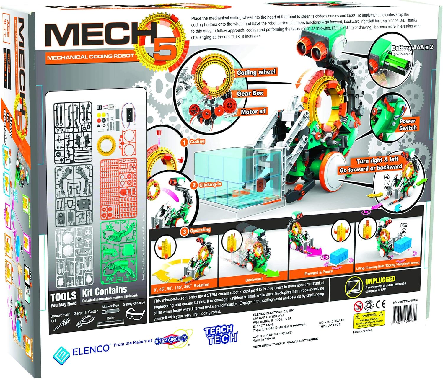 91yeTtZj1tL. AC SL1500 Snap Circuits Teach Tech Mech 5, Mechanical Coding Robot Edu Expertise Hub Programming