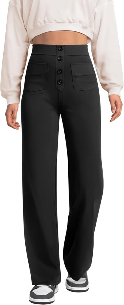 1734746121 61pg9lKULwL. AC SL1500 keriffe Women's Straight Leg Pants High Waisted Button Stretchy Business Work Casual Trousers Multiple Pockets Edu Expertise Hub Women & Business