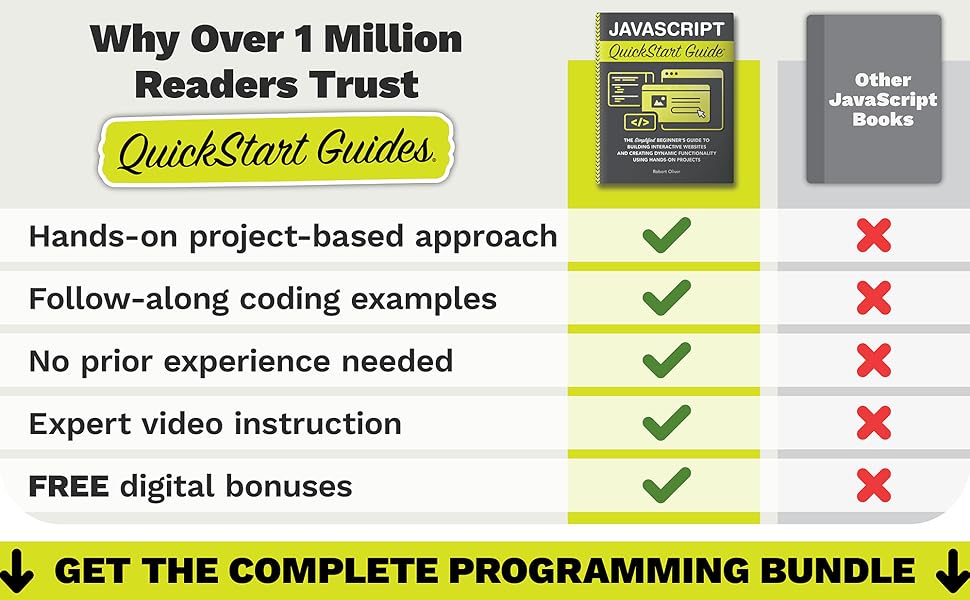 Javascript QuickStart Guide is Practical, beginner-friendly, and written by an expert