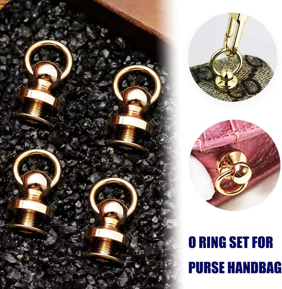 710sqh3aPsL. AC SL1000 Leather Rivets 12 PCS Brass Ball Studs Screw Rivets, 360 Degree Rotatable D Ring for Purse Hardware for Bag Making Handbag Phone Case Belt DIY, Leather Craft Accessories- 3 Color Edu Expertise Hub Hardware & DIY