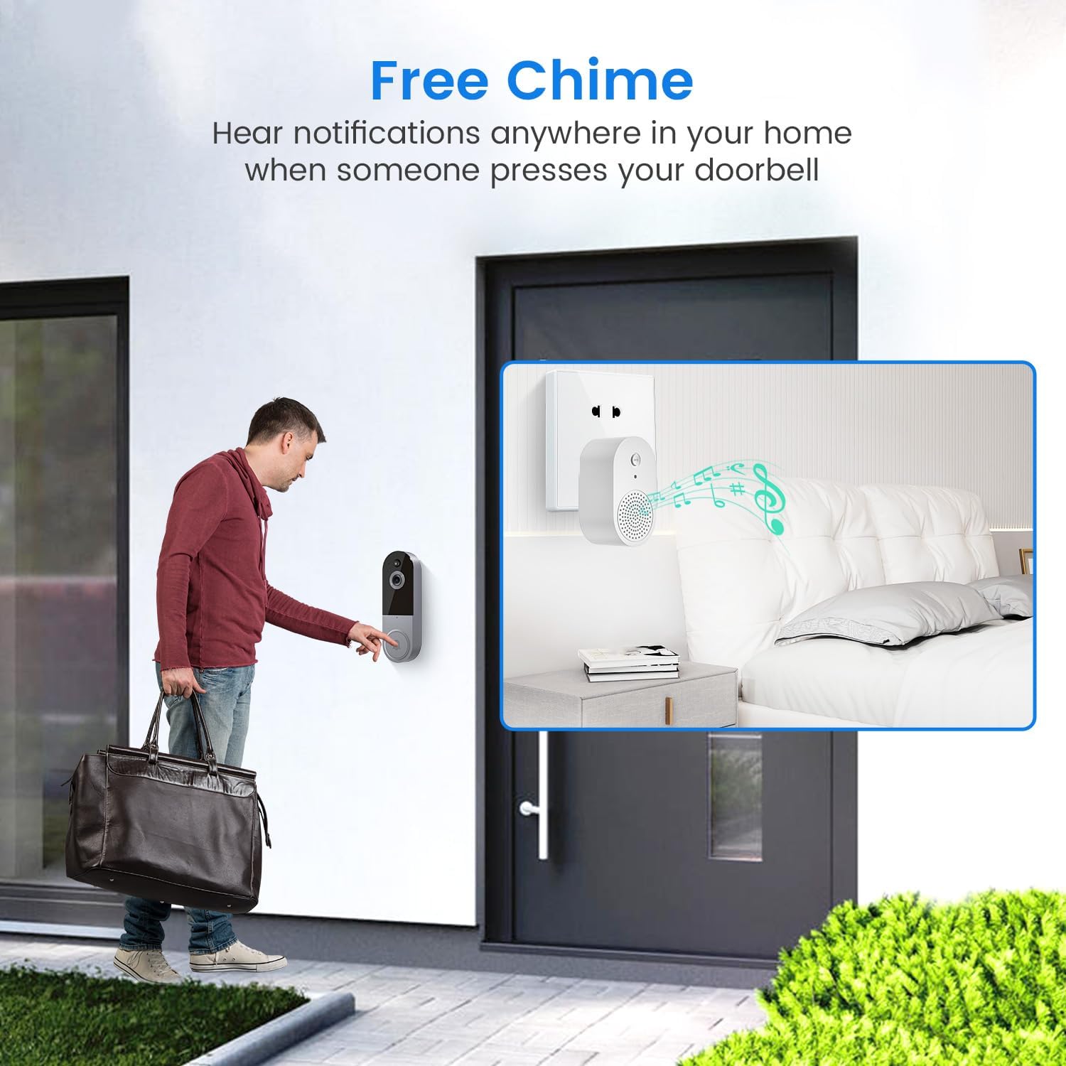 712y8EFwUiL. AC SL1500 Wireless 1080p Video Doorbell Camera, AI Detection, Live View, 2-Way Audio Included Chime, Night Vision, Cloud Storage, Indoor/Outdoor Surveillance Cam, 2.4G Wi-Fi (Silver) Edu Expertise Hub AI