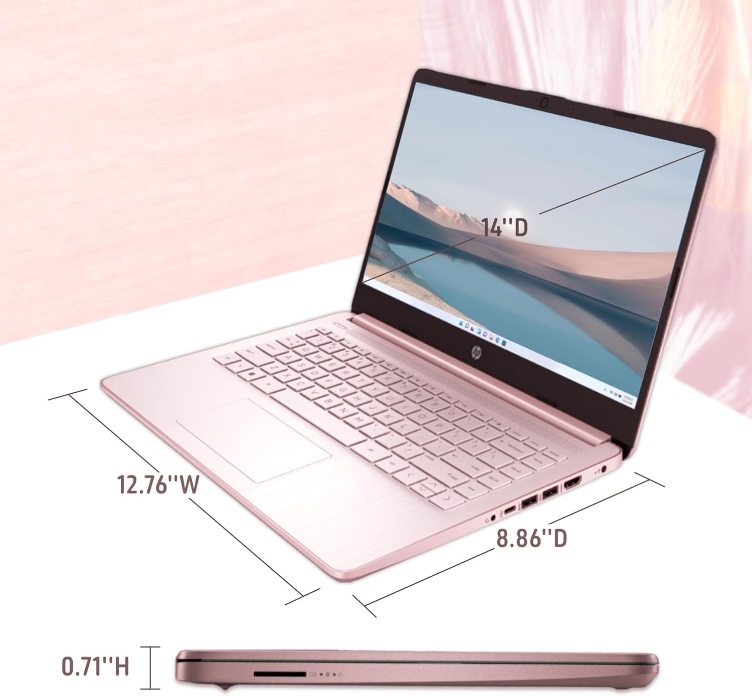 717WLwwLrwL. AC SL1500 HP Premium Stream 14" HD BrightView Laptop, Intel Celeron N4120, 16GB RAM, 64GB eMMC Storage, UHD Graphics, HD Webcam, 1 Year Office 365, Bluetooth, WiFi, HDMI, Win 11s, Pink, 32GB Hotface USB Card Edu Expertise Hub Web Development & Design laptops desktops