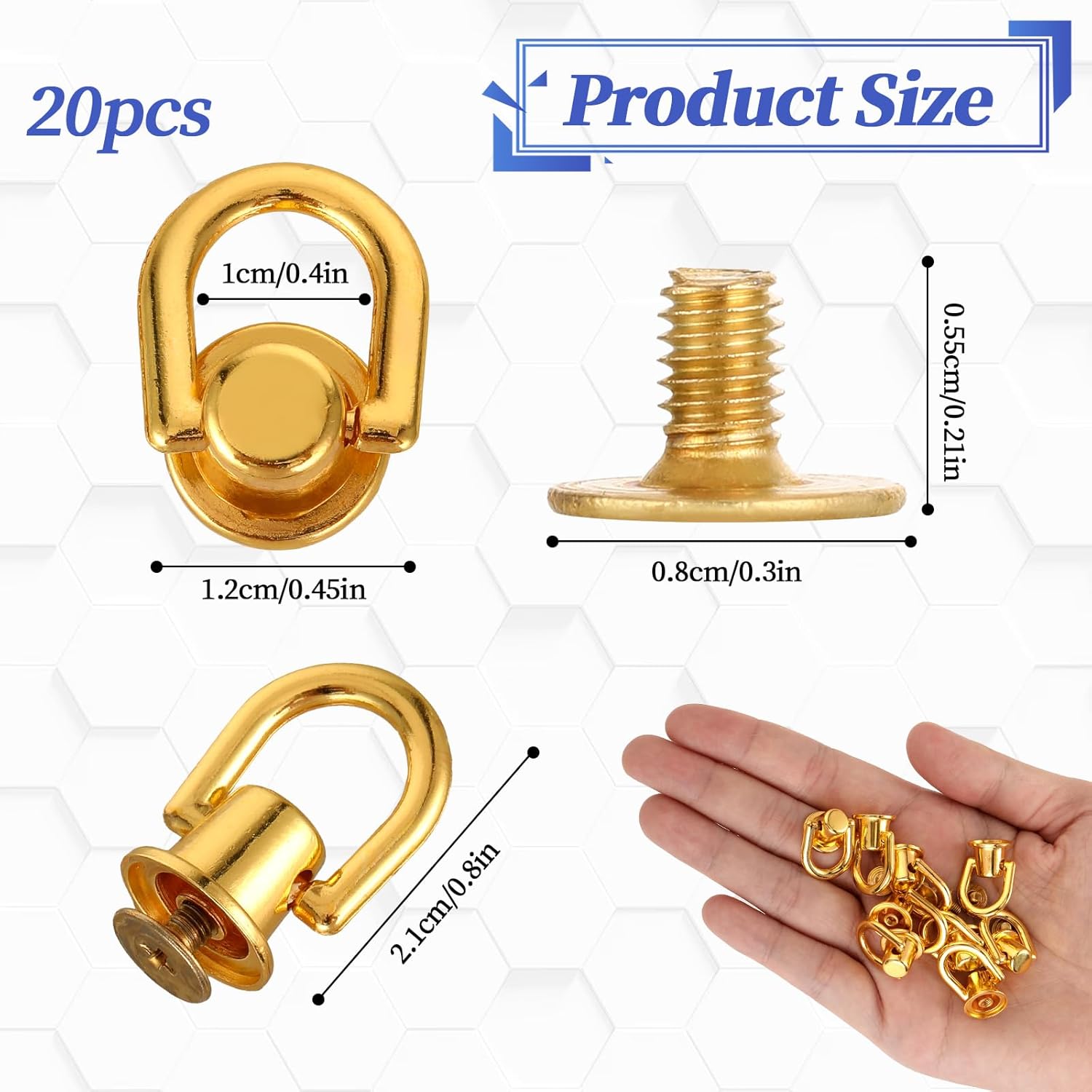 71QABD3Nt7L. AC SL1500 Bewudy 20 Pieces D Rings for Purse, Purse Strap Hardware, Screw Rivets for Leather Crafting, D Ring Stud Rivets Post Head Buttons for DIY Wallet Leather Collar Belt Handbag Shoes(Gold) Edu Expertise Hub Hardware & DIY