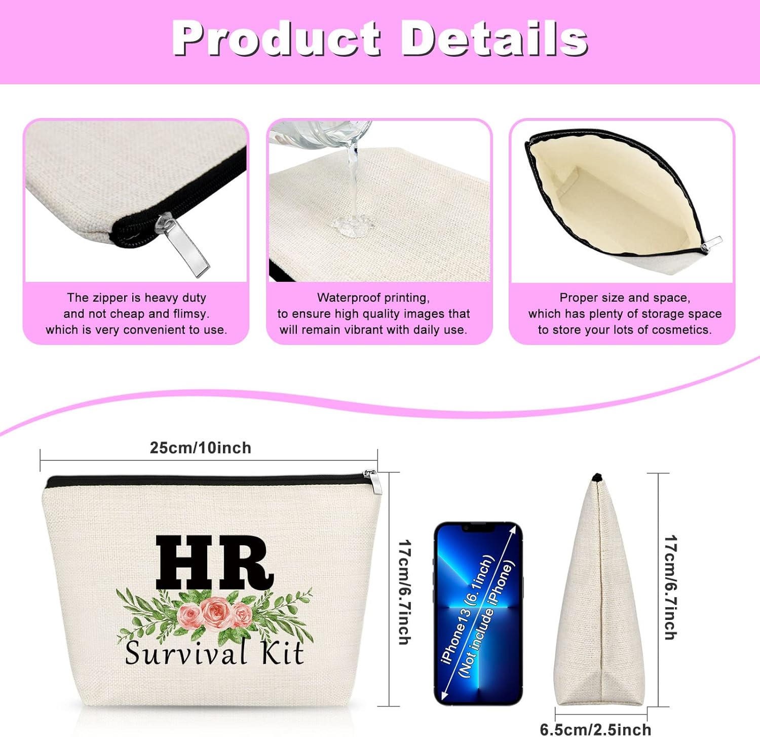 71ZfXUMa KL. AC SL1500 Human Resources Gifts for Women HR Appreciation Gift Makeup Bag HR Gift Thank You Gift for HR Manager Director Cosmetic Bag Christmas Birthday Thanksgiving Gift for HR Retirement Travel Cosmetic Pouch Edu Expertise Hub Human Resources