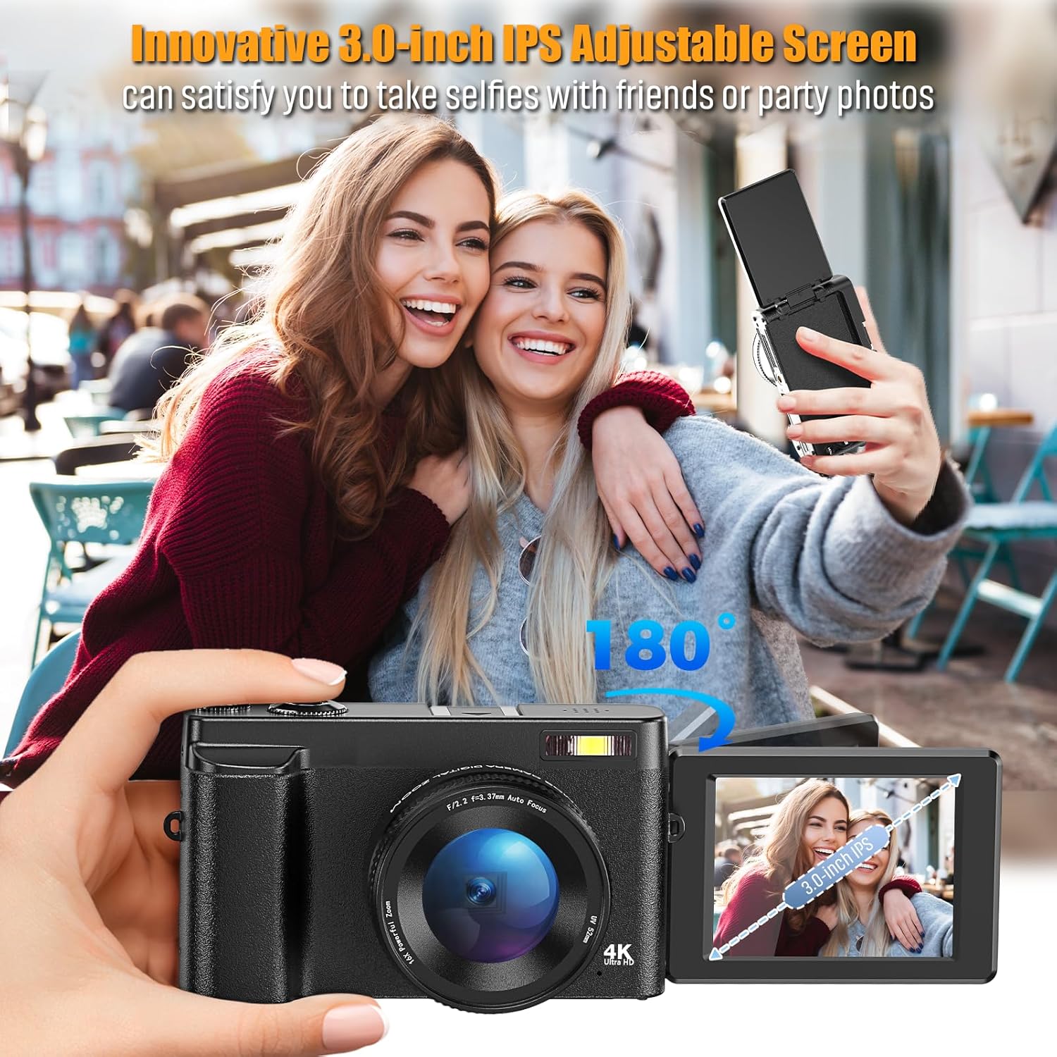 81NNOBiwKfL. AC SL1500 4K Digital Camera for Photography, Autofocus 48MP Vlogging Camera with 32GB Card, 3'' 180° Flip Screen Digital Camera with Flash 16X Zoom, Anti-Shake Compact Cameras with 2 Batteries (Black) Edu Expertise Hub Digital Audio Video & Photography