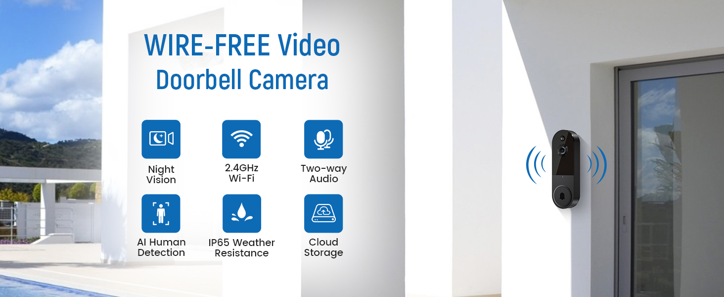 WIRE-FREE VideoDoorbell Camera