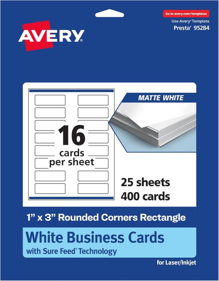 1737886618 71GWgW QtpL. AC SL1500 Avery Printable Rectangle Rounded Corner Mini Business Cards with Sure Feed Technology, 1" x 3", Matte White Cardstock, Print-to-the-Edge, Laser/Inkjet, 400 Total Edu Expertise Hub Business Technology