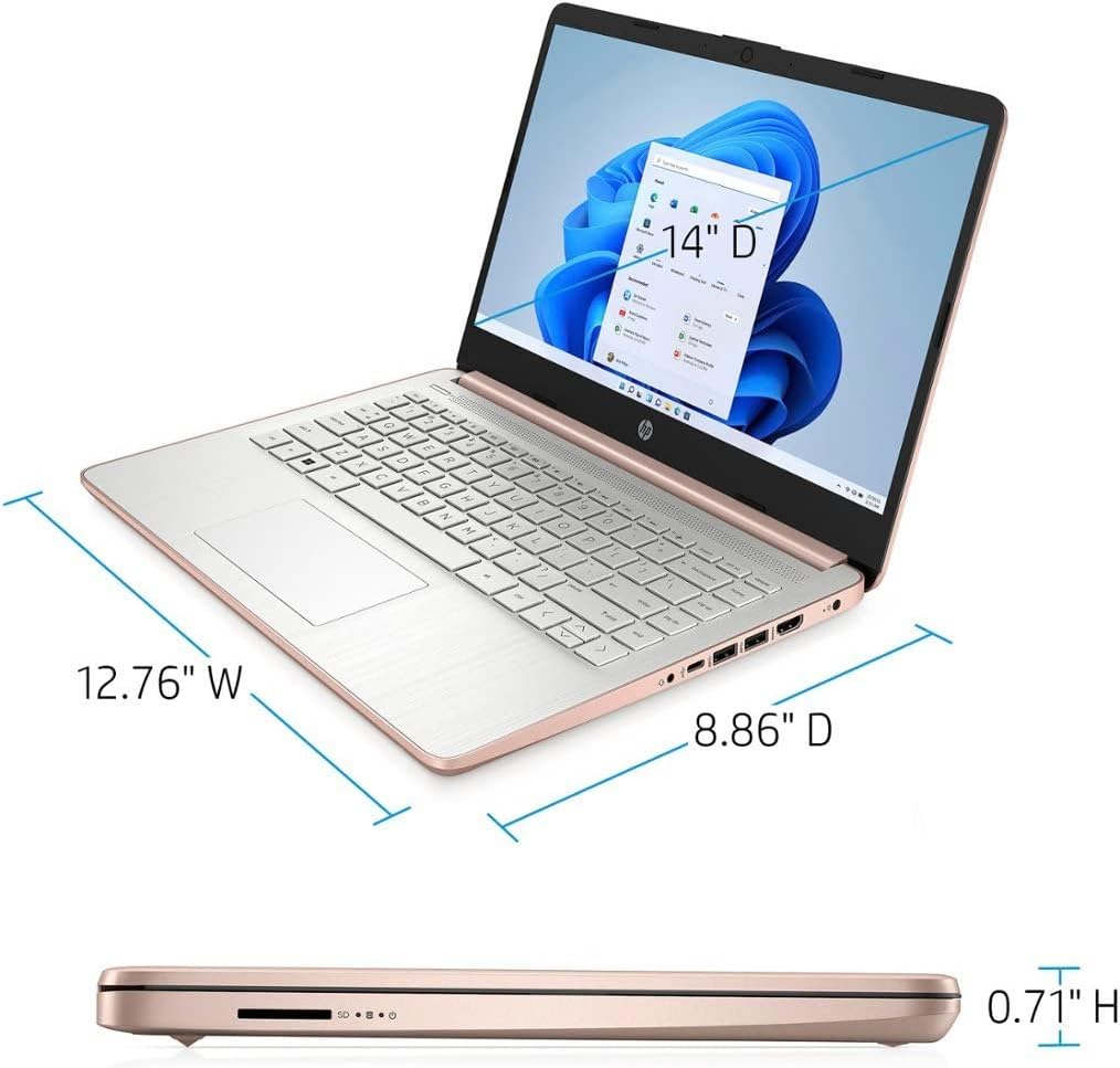 612gLPchPWL. AC SL1014 HP Newest 14" HD Light Thin Laptop Student Business, Quad-Core Intel N4120, 4GB RAM, 128GB (64GB eMMC+ 64GB SD), Webcam, Wi-Fi, Long Battery, Windows 11S + 1 Year Office 365+MarxsolAccessory Rose Gold Edu Expertise Hub Web Development & Design laptops desktops