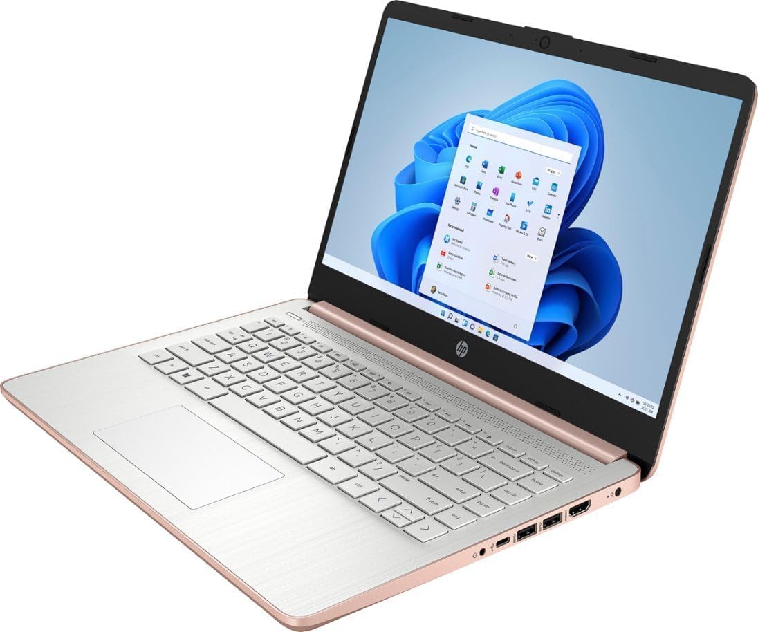 61wsDWD+yPL. AC SL1096 HP Newest 14" HD Light Thin Laptop Student Business, Quad-Core Intel N4120, 4GB RAM, 128GB (64GB eMMC+ 64GB SD), Webcam, Wi-Fi, Long Battery, Windows 11S + 1 Year Office 365+MarxsolAccessory Rose Gold Edu Expertise Hub Web Development & Design laptops desktops