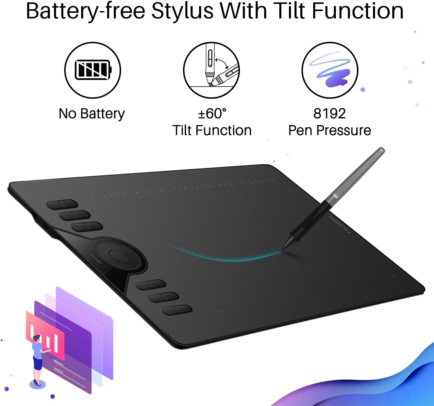 71QqoF2tAbL. AC SL1500 HUION Drawing Tablet HS610 Graphic Tablet with Battery-Free Stylus 8192 Pen Pressure Tilt Function, 10x6.25 Inches Digital Tablet for Animation & Design, Compatible with Windows/Mac/Android Edu Expertise Hub Graphics & Design