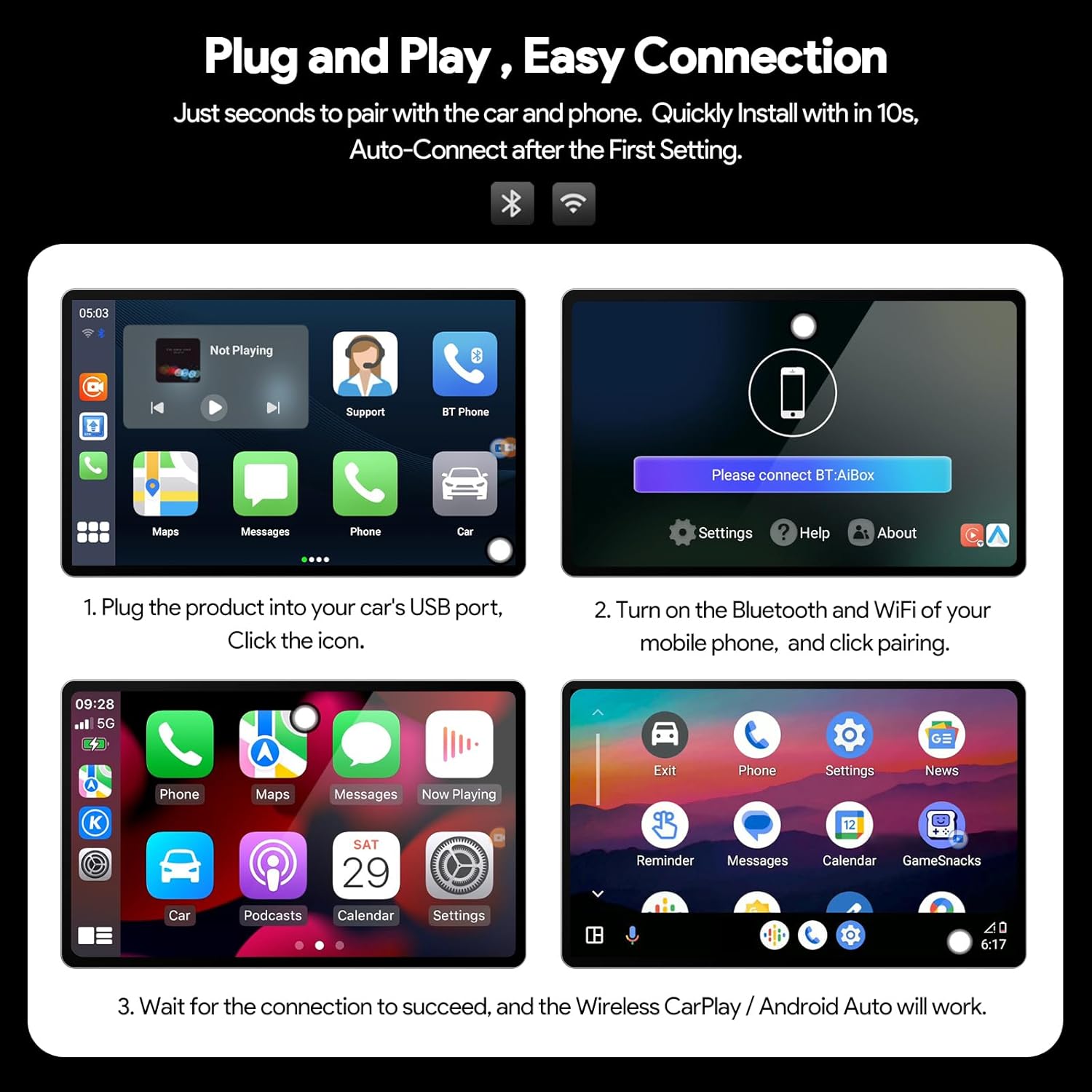71WKp9s7puL. AC SL1500 Carplay AI Box 2.0, Android Auto AI Box Carplay Video Streaming Device for OEM Wired CarPlay/Android Auto Car, Smart AI Box Lite Edu Expertise Hub AI
