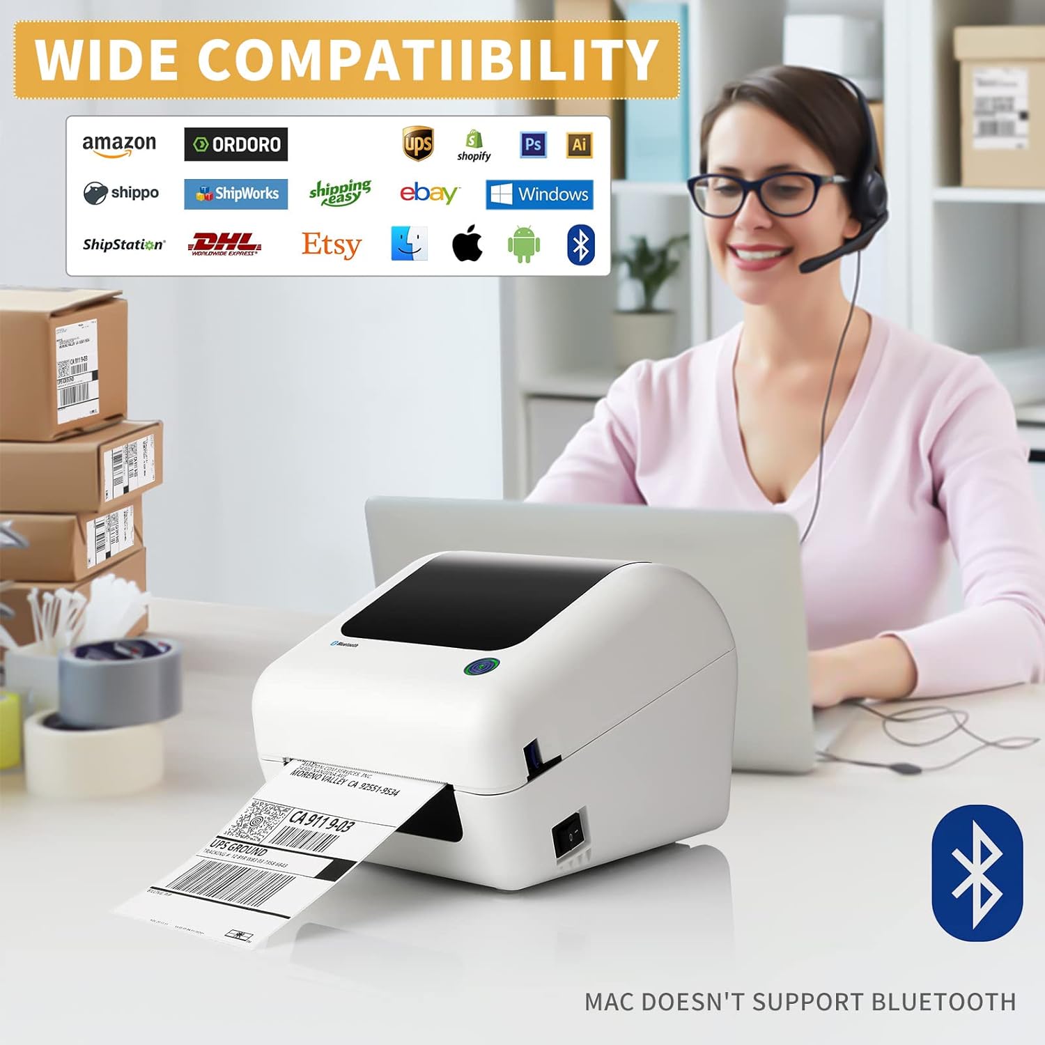 71b+jc4IzvL. AC SL1500 JADENS Bluetooth Thermal Shipping Label Printer - High Speed 4x6 Wireless Label Maker Machine, Support PC, Phone, USB for MAC, Compatible with Ebay, Amazon, Shopify, Etsy, USPS Barcode, Mailing Edu Expertise Hub eBay