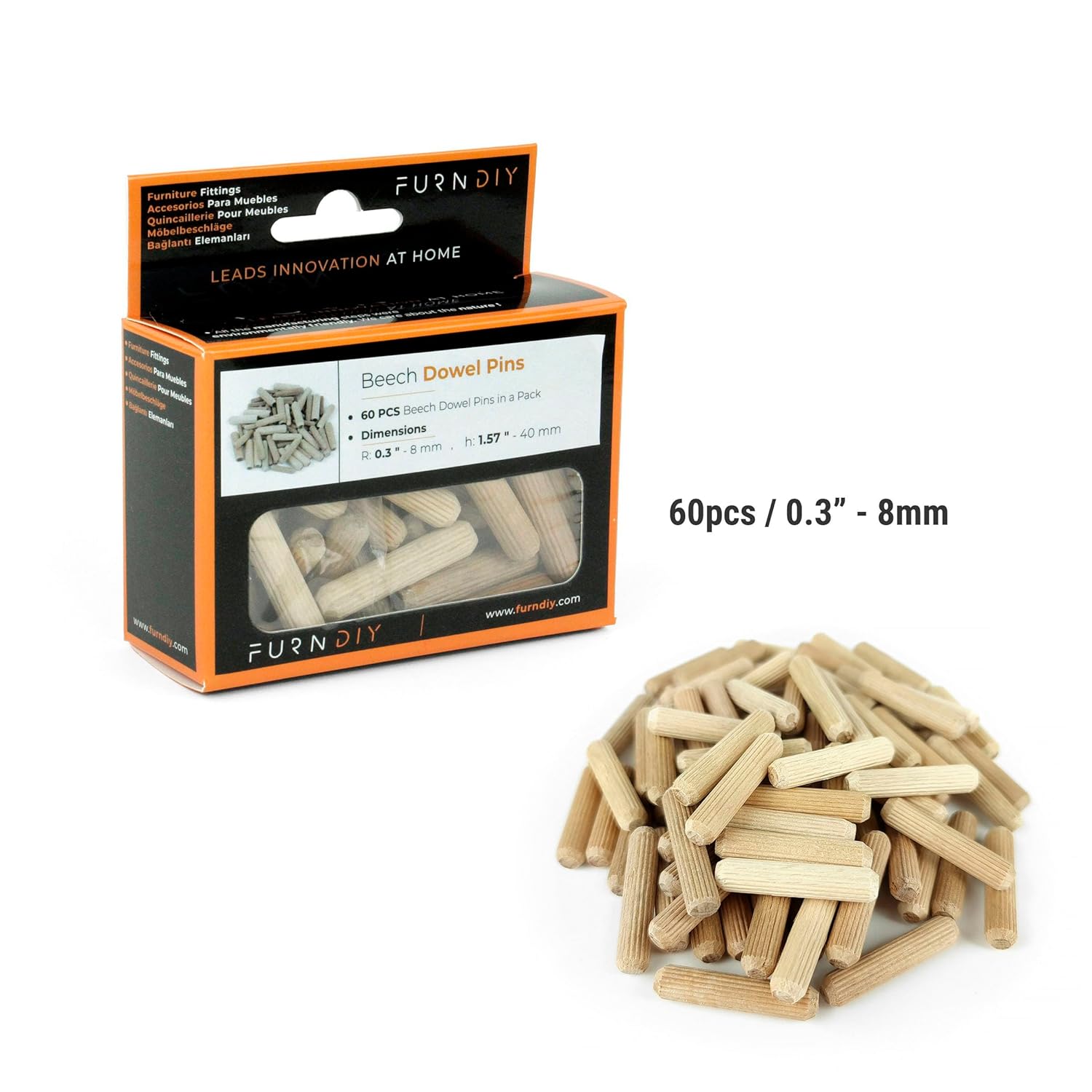 81oCAlhSzNL. SL1500 60Pcs Wooden Dowel Pins Fluted Wood Dowel Pins Made of Hardwood | Easier Insertion Straight Grooved Pins for Furniture Door and Art Projects Fluted, Craft, DIY, Carpentry | Based in USA (8mm, 5/16") Edu Expertise Hub Hardware & DIY