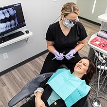 patient in an exam chair at a dental appointment