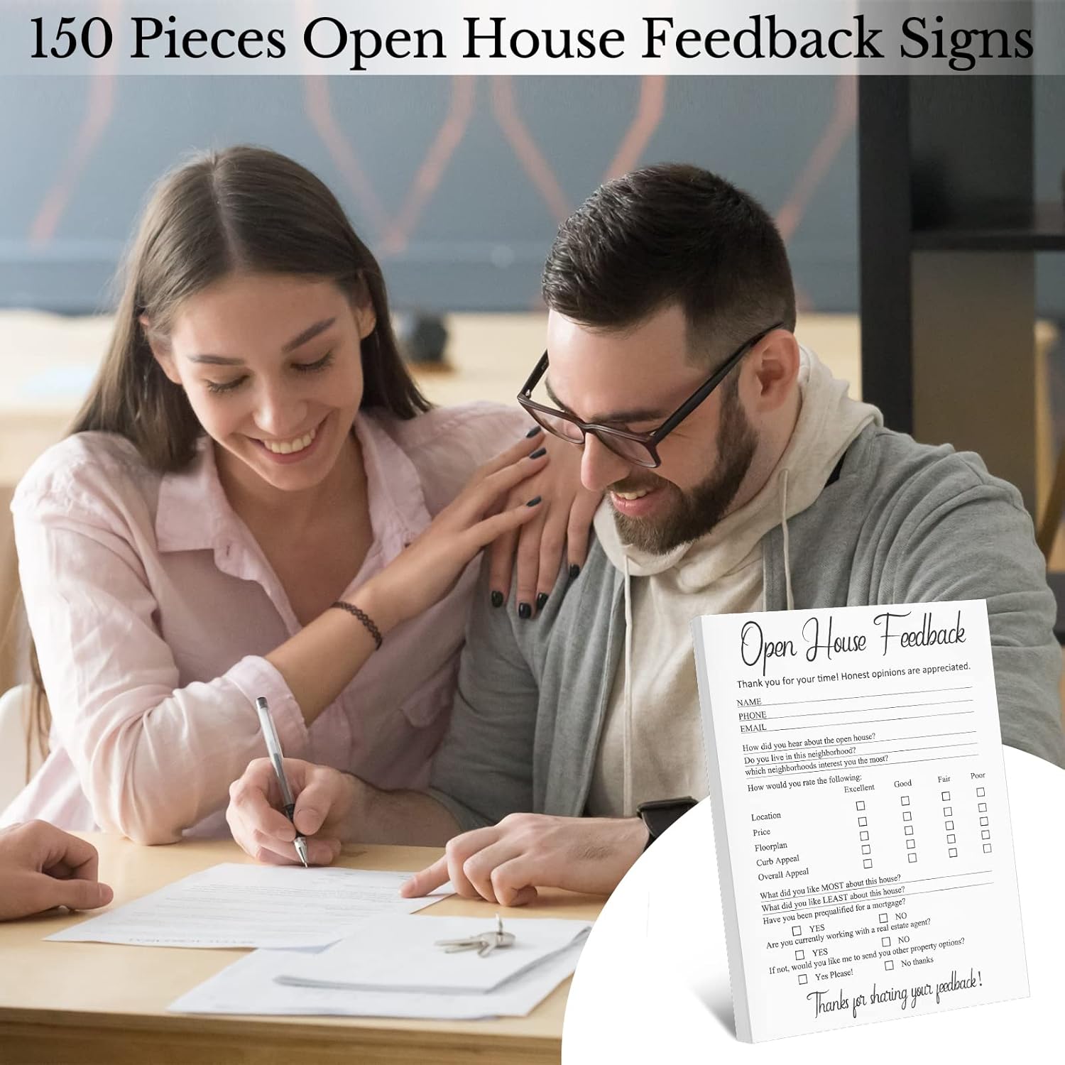 71FAXYi4g L. AC SL1500 Marspark 150 Piece Real Estate Signs - Open House Supplies, Feedback Notepad, Questionnaire, Form for Agents & Brokers Edu Expertise Hub Real Estate