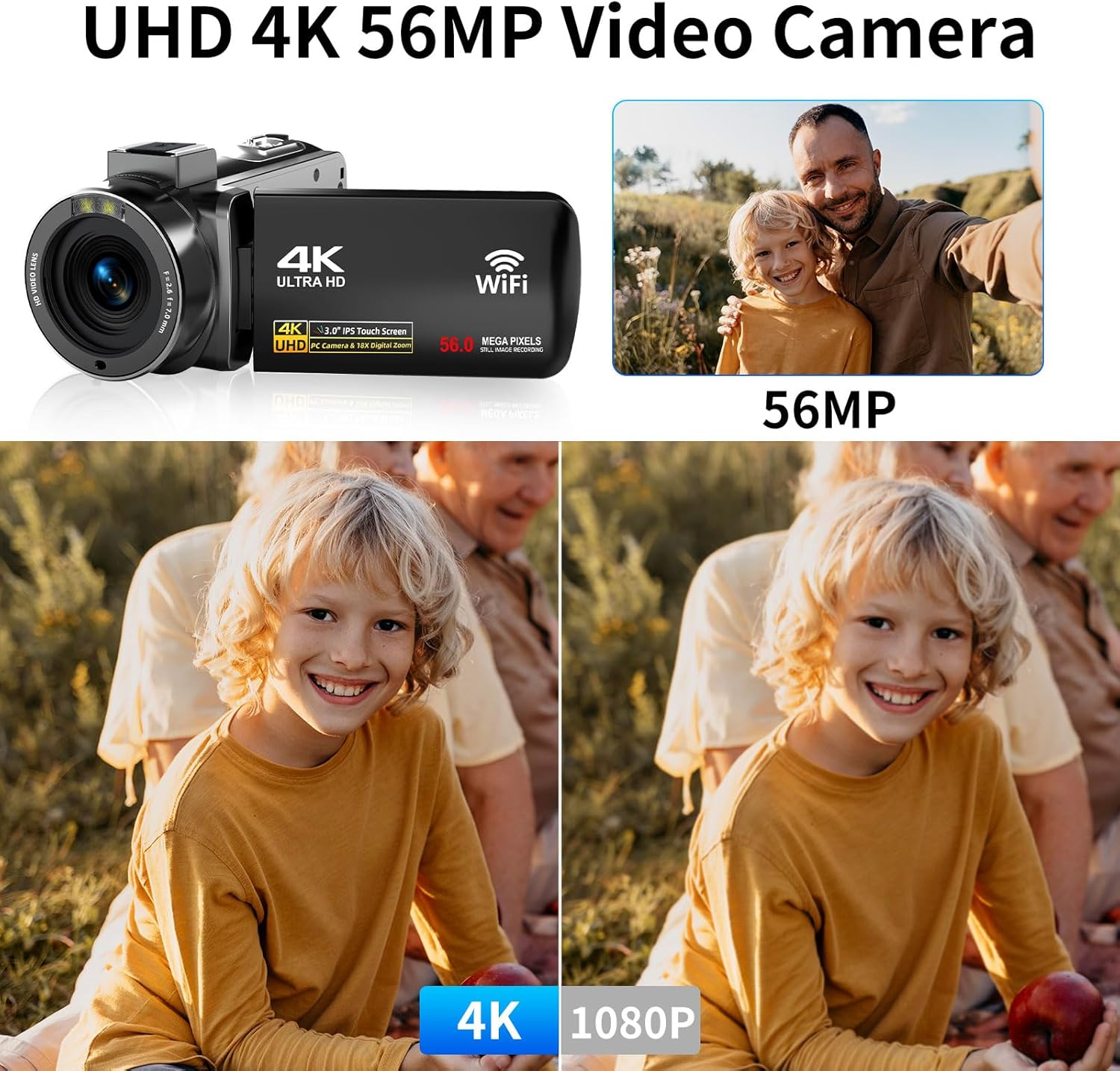 71bmlC94CYL. AC SL1500 4K 56MP Video Camera Camcorder, 18X Digital Zoom 270°Rotation 3.0" IPS Touch Screen Handheld Digital Camcorder, Remote Control IR Night Vision Vlogging Camera for YouTube Edu Expertise Hub Digital Audio Video & Photography