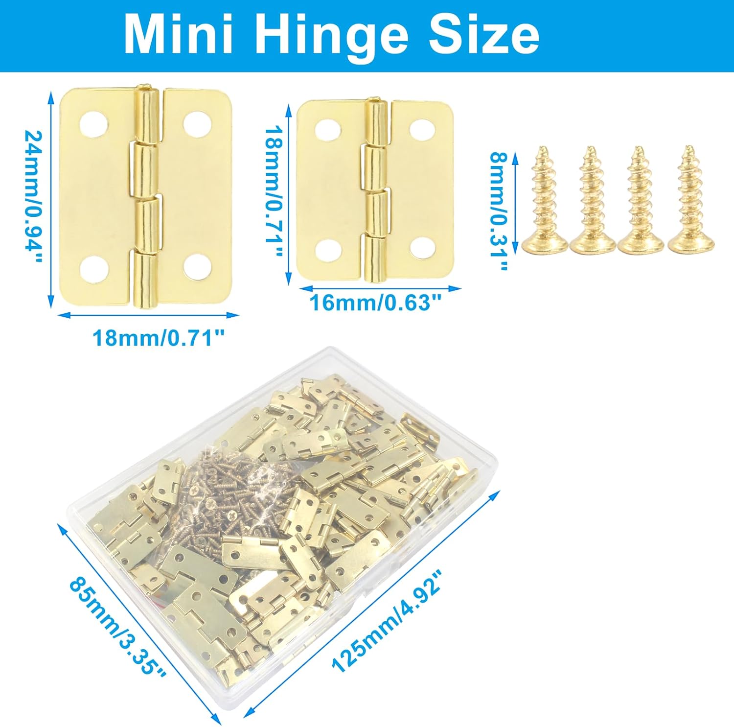 71t+UfKVvsL. AC SL1500 Biaungdo 80 Pcs Metal Mini Hinges, 180 Degree Rotation Miniature Furniture Hardware Cabinet Mini Hinges for Jewelry Box Closet DIY Accessories with Mounting Nails(18x16mm & 24x18mm, Golden) Edu Expertise Hub Hardware & DIY