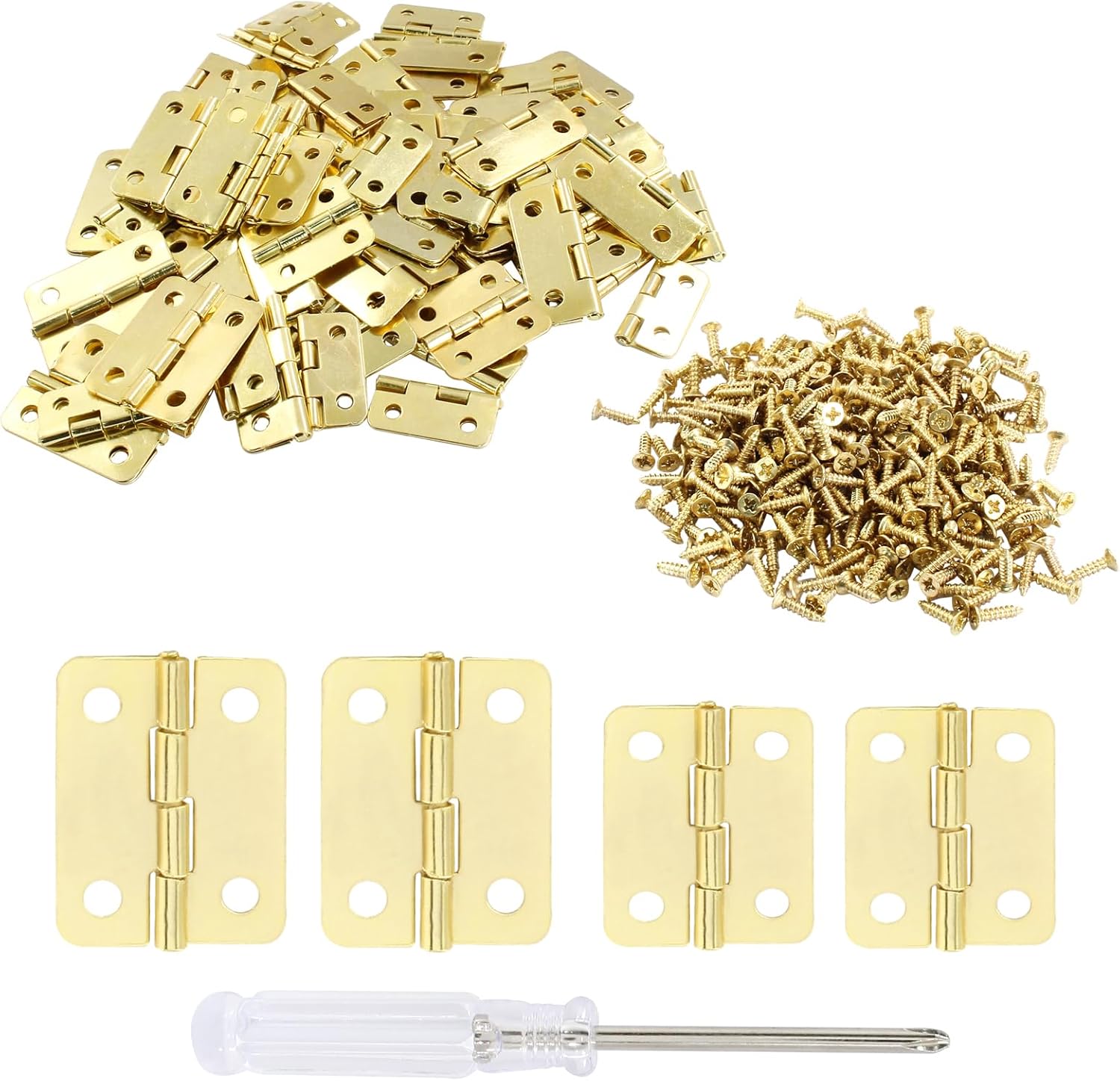 Biaungdo 80 Pcs Metal Mini Hinges, 180 Degree Rotation Miniature Furniture Hardware Cabinet Mini Hinges for Jewelry Box Closet DIY Accessories with Mounting Nails(18x16mm & 24x18mm, Golden) Edu Expertise Hub Hardware & DIY